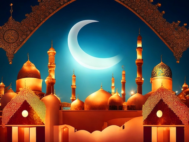 A mosque with a crescent moon on the top of it.