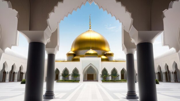 A mosque with a large dome in the middle