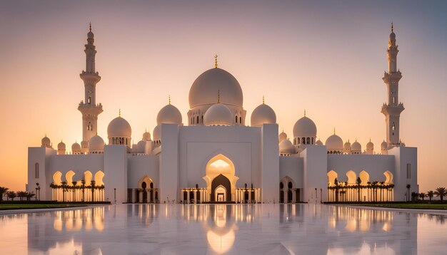 Photo a mosque with a mosque in the background