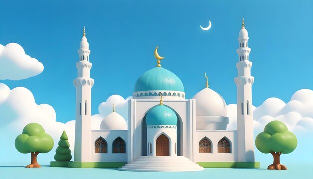 Foto moschea con il cielo