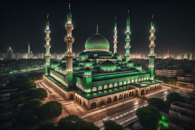 мечетьзеленьночьдеревьясвет