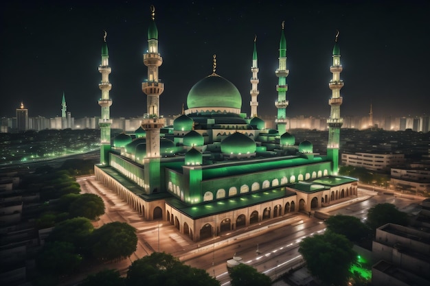 mosquegreennighttreeslight