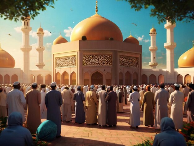 The Mosques Islamic Architecture and the Gorgeous View were created by AI