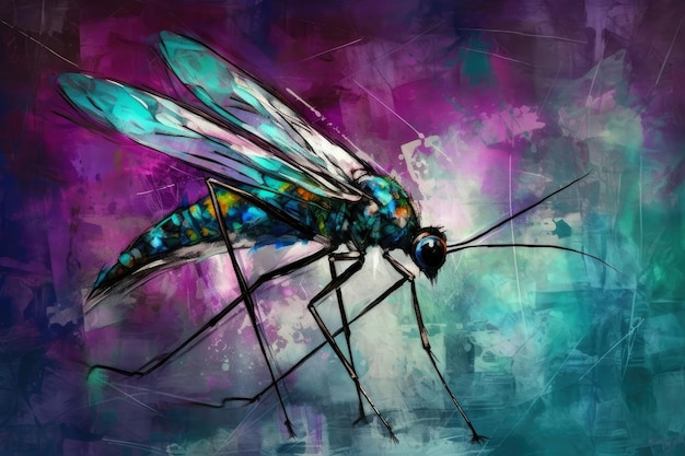 A mosquito closeup painting