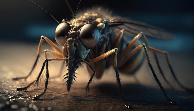 mosquito on human skin at sunset Tiger mosquito Aedes albopictus