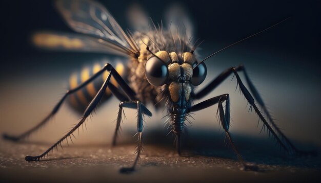 Mosquito on human skin at sunset Tiger mosquito Aedes albopictus