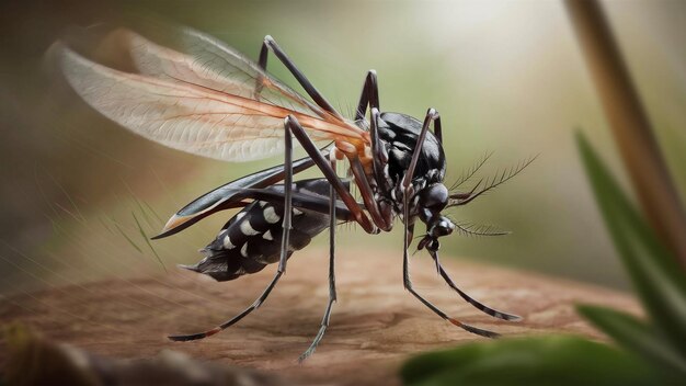 Photo a mosquito is being eaten by a fly