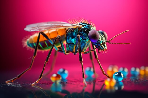 Mosquito macro colorful Generate Ai