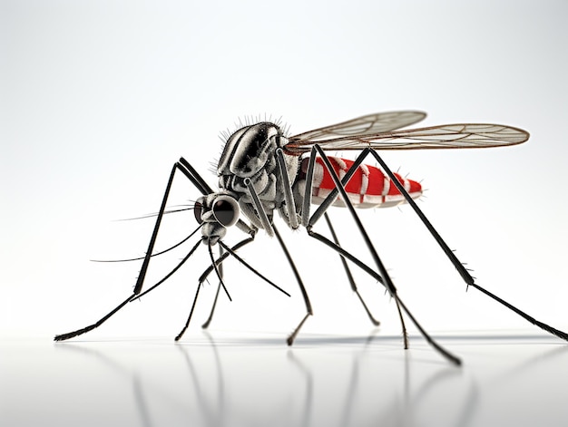 Mosquito macro photowhite background 3d rendering high quality