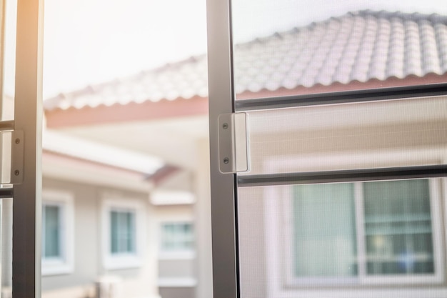 Mosquito net wire screen on house window protection against insect