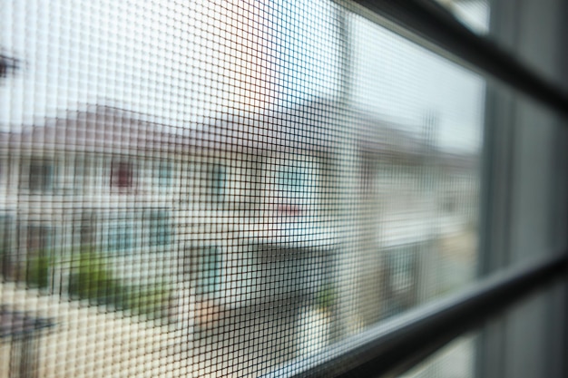 Mosquito net wire screen on house window protection against insect