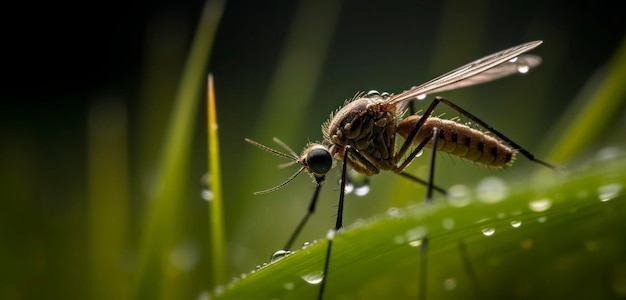 Комар сидит на листе со словом комар на нем.