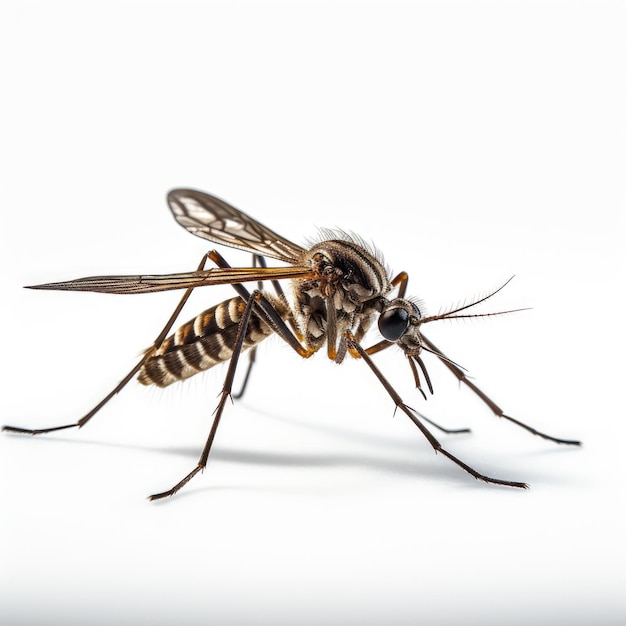 Комар на белом фоне Изображение, сгенерированное AI