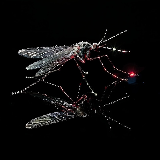 Комари с тонким телом и крыльями, сформированные в воде.