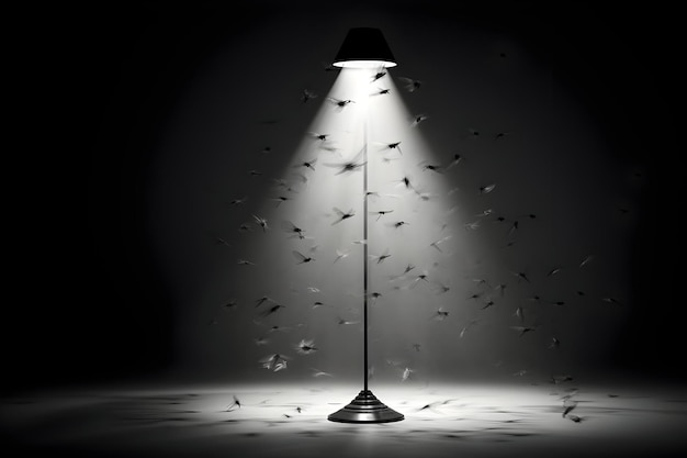 Mosquitos swirling around the lamp minimalism High quality