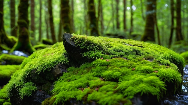 Moss Covered Rock in Forest