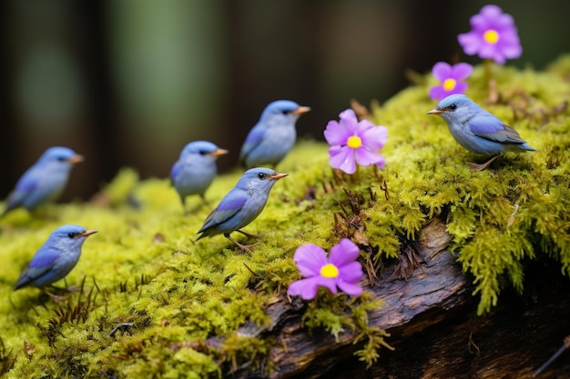 Moss cuckoo flax blooms macro selective focus