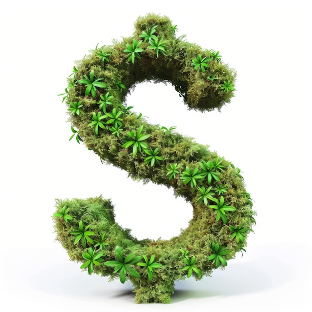 Moss Dollar Sign on White Background