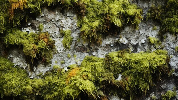 Foto corteccia d'albero coperta di muschio e licheni