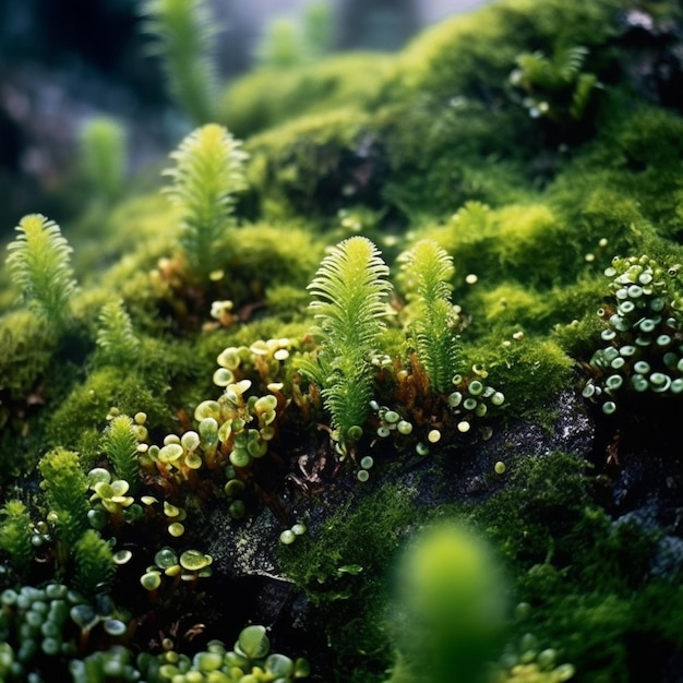 Mosses on a rock with the word " moss " on the bottom.