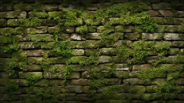 Mossy Brick Wall Background