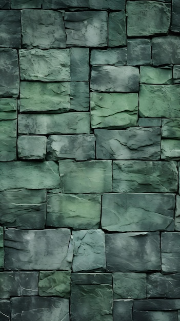 Mossy Elegance Green Stone Wall Texture