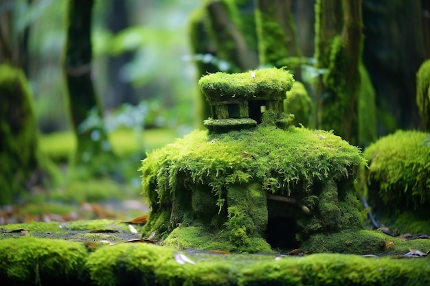 Photo mossy tree in the rainforest japanese style