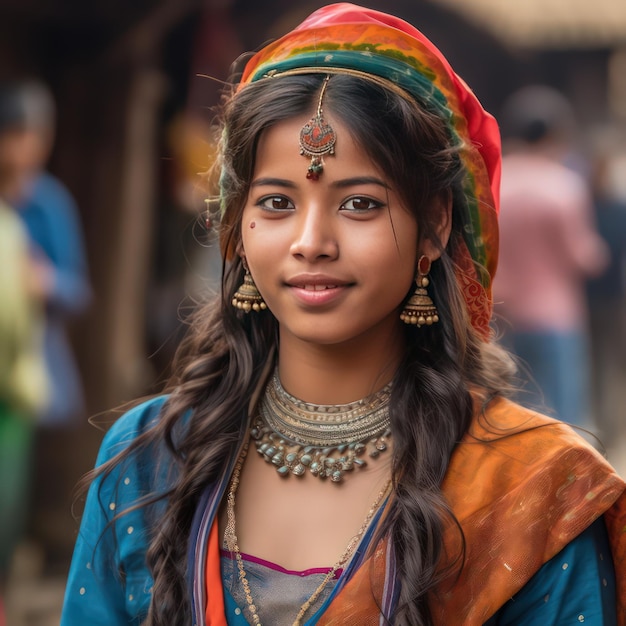 네팔에서 잡힌 가장 아름다운 인도 아가씨