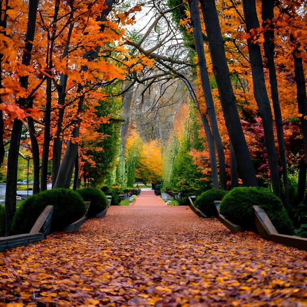 The most beautiful red autumn forest