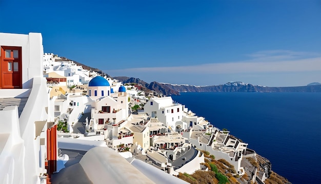 그리스 산토리니 섬의 Oia 마을의 가장 아름다운 풍경.