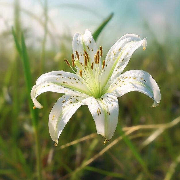 最も美しい白い鮮やかなユリの花 生成 AI