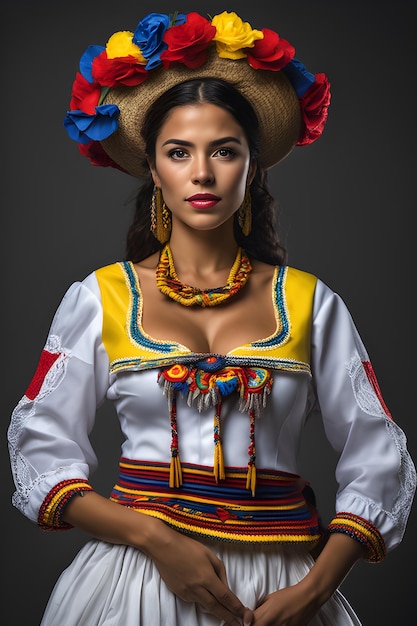 most beautiful woman in Colombia wearing Colombian traditional