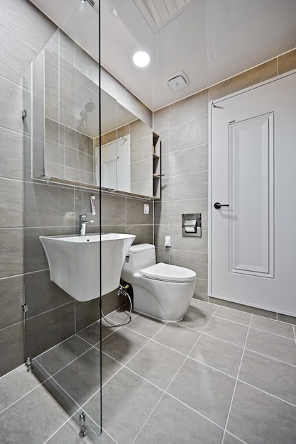 Photo the most common bathroom layout is a shower sink and toilet