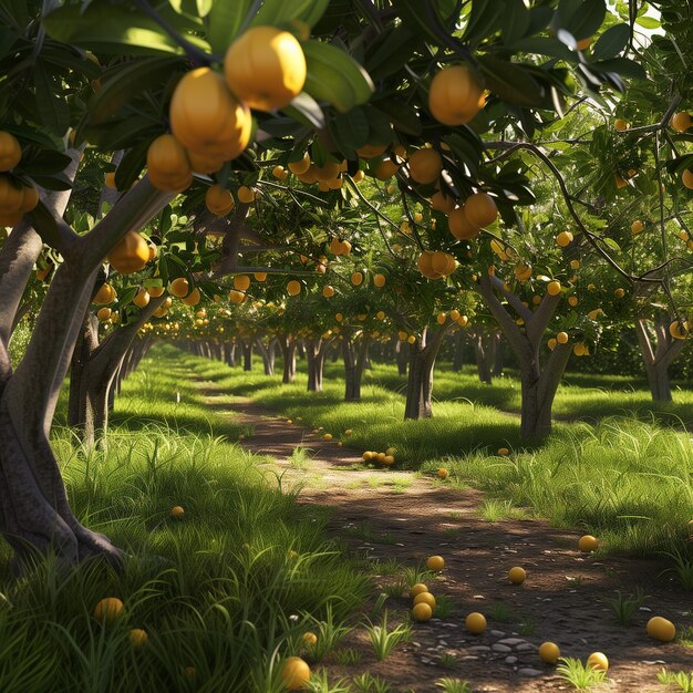 The most gorgeous orange orchard ai generated