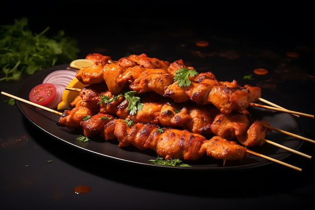 인도에서 가장 인기있는 고기 틱카 (Tikka on skewers) 는 인도 탕도리 (Tandoori)  고기 카바브 (Kabab) 맛있는 요리입니다.