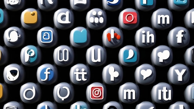 Most popular social media icons on black cubes