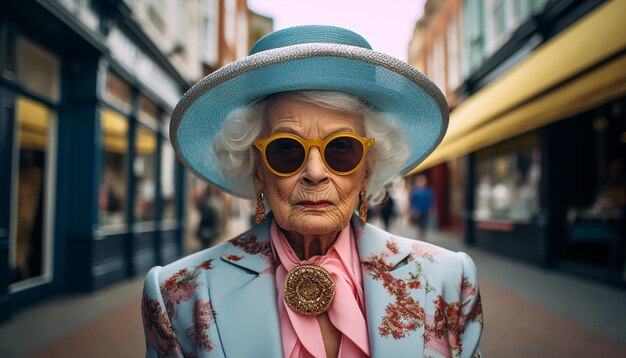 Foto la vecchia donna più stereotipata del regno unito