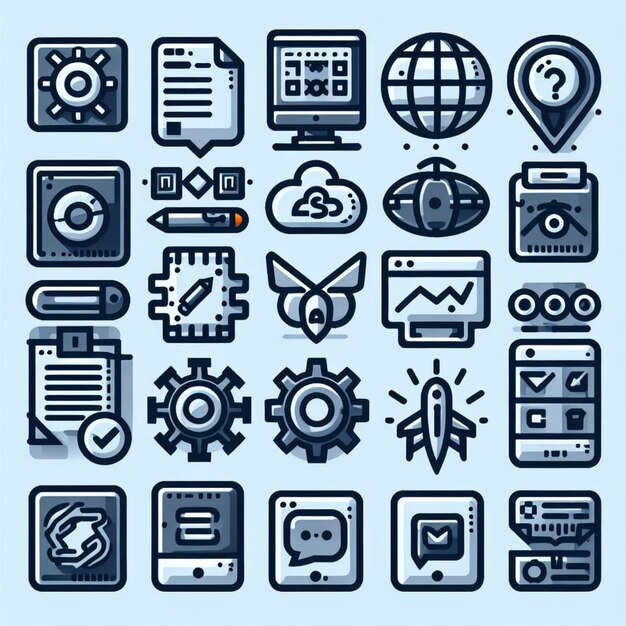 A Most used webdesign icons three sizes ui set vector illustration