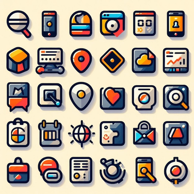 A Most used webdesign icons three sizes ui set vector illustration