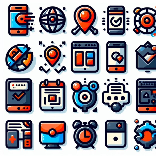 A Most used webdesign icons three sizes ui set vector illustration