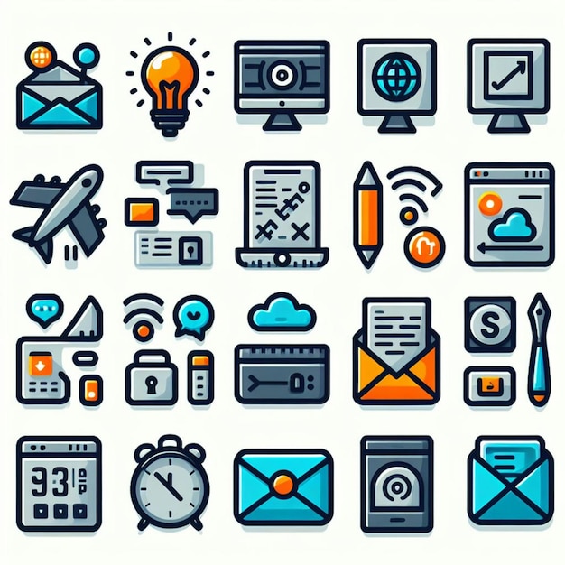 A Most used webdesign icons three sizes ui set vector illustration