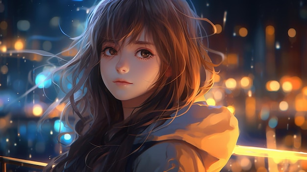 Most wonderful anime girl digital painting wallpaper image AI generated art