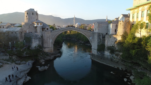 Mostar city aerial view