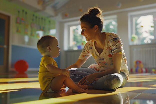 Mother and baby attending a baby music class