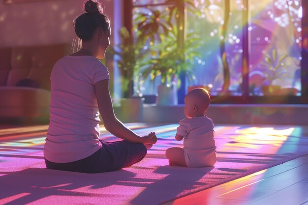 Mother and baby attending a baby sensory music and