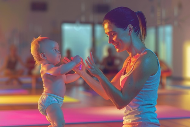 Photo mother and baby attending a babyfriendly dance cla