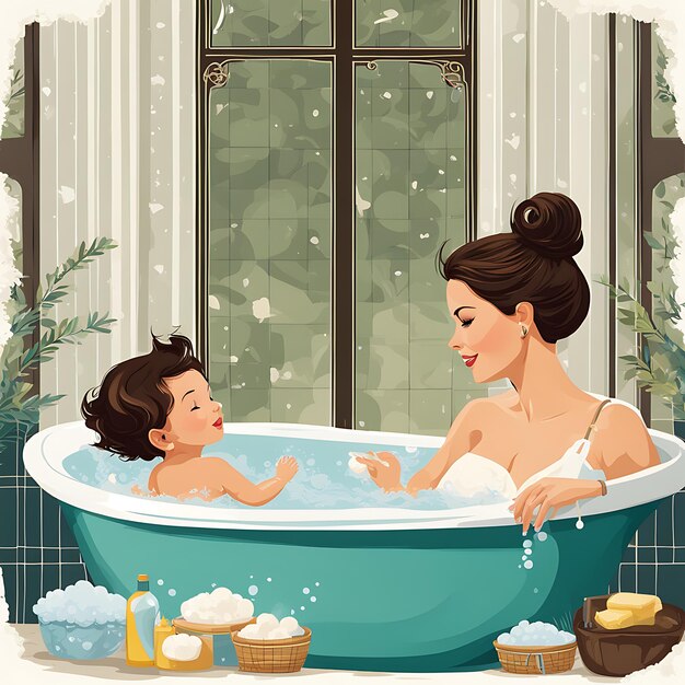 mother and baby bath