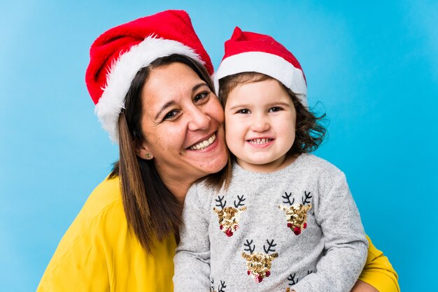 Mother and baby enjoying christmas day 