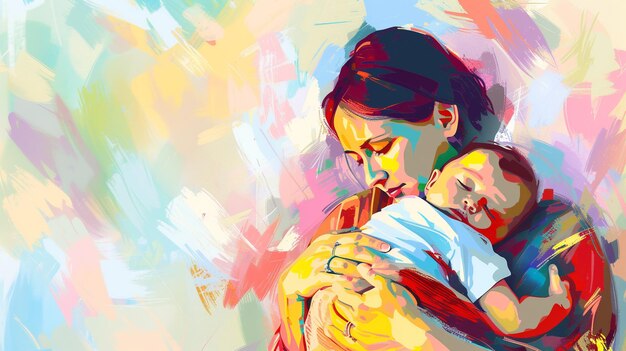 Mother and baby in the hands of each other Vector illustration