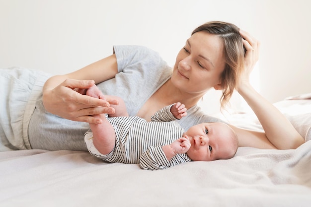 Mother and baby at home Happy maternity and family